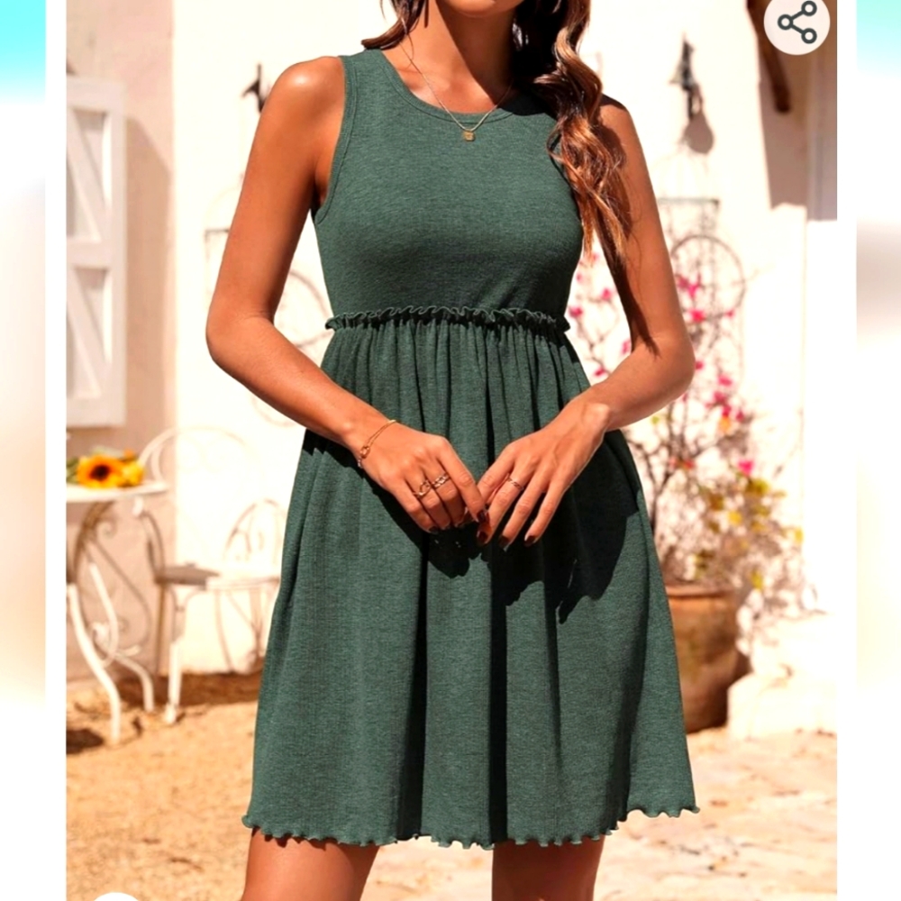 Elegant Green Sleeveless Mini Dress